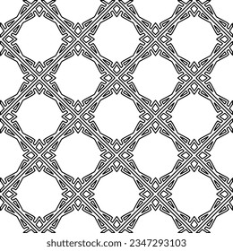 Abstract background with figures from lines. black and white pattern for web page, textures, card, poster, fabric, textile. Monochrome graphic repeating design.