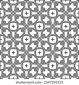 Abstract background with figures from lines. black and white pattern for web page, textures, card, poster, fabric, textile. Monochrome graphic repeating design.