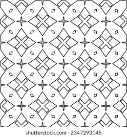 Abstract background with figures from lines. black and white pattern for web page, textures, card, poster, fabric, textile. Monochrome graphic repeating design.
