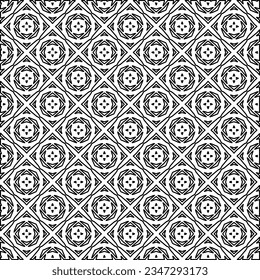 Abstract background with figures from lines. black and white pattern for web page, textures, card, poster, fabric, textile. Monochrome graphic repeating design.
