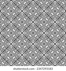 Abstract background with figures from lines. black and white pattern for web page, textures, card, poster, fabric, textile. Monochrome graphic repeating design.