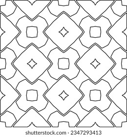 Abstract background with figures from lines. black and white pattern for web page, textures, card, poster, fabric, textile. Monochrome graphic repeating design.
