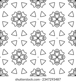 Abstract background with figures from lines. black and white pattern for web page, textures, card, poster, fabric, textile. Monochrome graphic repeating design.