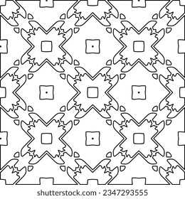 Abstract background with figures from lines. black and white pattern for web page, textures, card, poster, fabric, textile. Monochrome graphic repeating design.