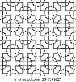 Abstrakter Hintergrund mit Figuren aus Linien. schwarz-weißes Muster für Webseiten, Texturen, Karten, Poster, Stoff, Textilien. Monochrome grafische Wiederholungsdesign.