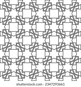 Abstract background with figures from lines. black and white pattern for web page, textures, card, poster, fabric, textile. Monochrome graphic repeating design.