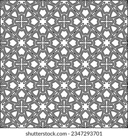 Abstract background with figures from lines. black and white pattern for web page, textures, card, poster, fabric, textile. Monochrome graphic repeating design.