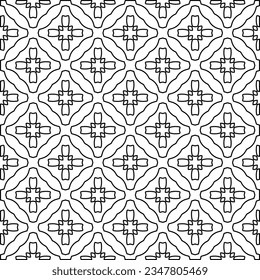 Abstract background with figures from lines. black and white pattern for web page, textures, card, poster, fabric, textile. Monochrome graphic repeating design.