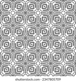 Abstract background with figures from lines. black and white pattern for web page, textures, card, poster, fabric, textile. Monochrome graphic repeating design.