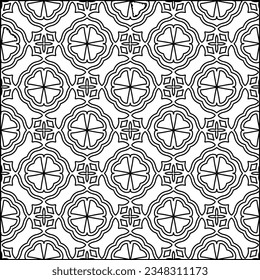 Abstract background with figures from lines. black and white pattern for web page, textures, card, poster, fabric, textile. Monochrome graphic repeating design.