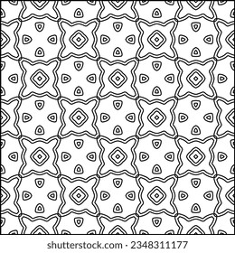 Abstract background with figures from lines. black and white pattern for web page, textures, card, poster, fabric, textile. Monochrome graphic repeating design.