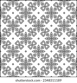 Abstract background with figures from lines. black and white pattern for web page, textures, card, poster, fabric, textile. Monochrome graphic repeating design.