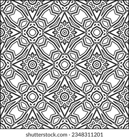 Abstract background with figures from lines. black and white pattern for web page, textures, card, poster, fabric, textile. Monochrome graphic repeating design.
