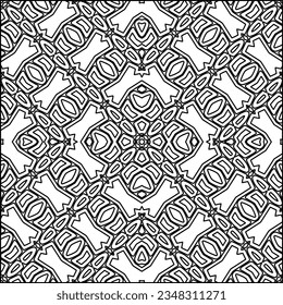 Abstract background with figures from lines. black and white pattern for web page, textures, card, poster, fabric, textile. Monochrome graphic repeating design.