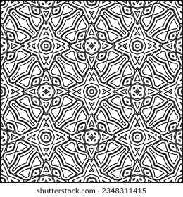 Abstrakter Hintergrund mit Figuren aus Linien. schwarz-weißes Muster für Webseiten, Texturen, Karten, Poster, Stoff, Textilien. Monochrome grafische Wiederholungsdesign.