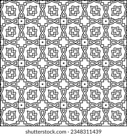 Abstract background with figures from lines. black and white pattern for web page, textures, card, poster, fabric, textile. Monochrome graphic repeating design.