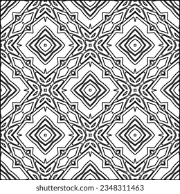 Abstract background with figures from lines. black and white pattern for web page, textures, card, poster, fabric, textile. Monochrome graphic repeating design.
