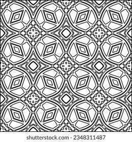 Abstrakter Hintergrund mit Figuren aus Linien. schwarz-weißes Muster für Webseiten, Texturen, Karten, Poster, Stoff, Textilien. Monochrome grafische Wiederholungsdesign.
