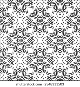 Abstract background with figures from lines. black and white pattern for web page, textures, card, poster, fabric, textile. Monochrome graphic repeating design.