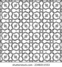 Abstract background with figures from lines. black and white pattern for web page, textures, card, poster, fabric, textile. Monochrome graphic repeating design.