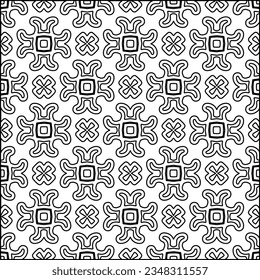 Abstract background with figures from lines. black and white pattern for web page, textures, card, poster, fabric, textile. Monochrome graphic repeating design.
