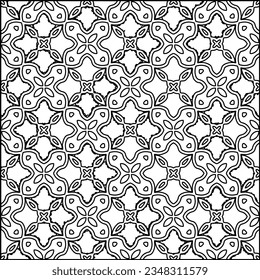 Abstract background with figures from lines. black and white pattern for web page, textures, card, poster, fabric, textile. Monochrome graphic repeating design.