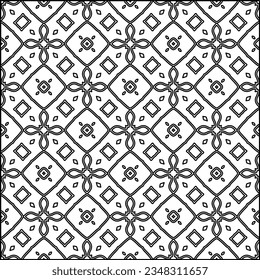 Abstract background with figures from lines. black and white pattern for web page, textures, card, poster, fabric, textile. Monochrome graphic repeating design.
