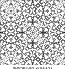 Abstract background with figures from lines. black and white pattern for web page, textures, card, poster, fabric, textile. Monochrome graphic repeating design.