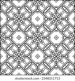 Abstract background with figures from lines. black and white pattern for web page, textures, card, poster, fabric, textile. Monochrome graphic repeating design.