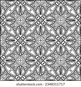 Abstract background with figures from lines. black and white pattern for web page, textures, card, poster, fabric, textile. Monochrome graphic repeating design.