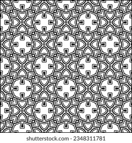Abstract background with figures from lines. black and white pattern for web page, textures, card, poster, fabric, textile. Monochrome graphic repeating design.