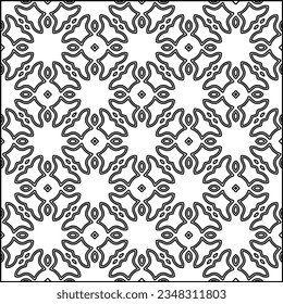 Abstract background with figures from lines. black and white pattern for web page, textures, card, poster, fabric, textile. Monochrome graphic repeating design.
