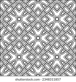 Abstract background with figures from lines. black and white pattern for web page, textures, card, poster, fabric, textile. Monochrome graphic repeating design.