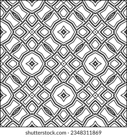 Abstract background with figures from lines. black and white pattern for web page, textures, card, poster, fabric, textile. Monochrome graphic repeating design.
