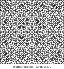 Abstract background with figures from lines. black and white pattern for web page, textures, card, poster, fabric, textile. Monochrome graphic repeating design.
