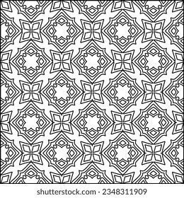 Abstract background with figures from lines. black and white pattern for web page, textures, card, poster, fabric, textile. Monochrome graphic repeating design.