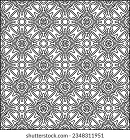 Abstract background with figures from lines. black and white pattern for web page, textures, card, poster, fabric, textile. Monochrome graphic repeating design.