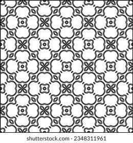 Abstract background with figures from lines. black and white pattern for web page, textures, card, poster, fabric, textile. Monochrome graphic repeating design.
