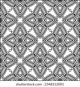 Abstract background with figures from lines. black and white pattern for web page, textures, card, poster, fabric, textile. Monochrome graphic repeating design.