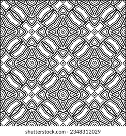 Abstract background with figures from lines. black and white pattern for web page, textures, card, poster, fabric, textile. Monochrome graphic repeating design.
