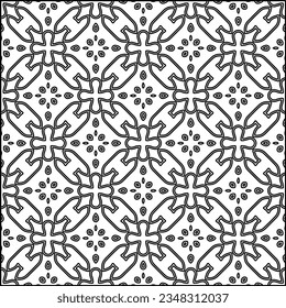Abstract background with figures from lines. black and white pattern for web page, textures, card, poster, fabric, textile. Monochrome graphic repeating design.
