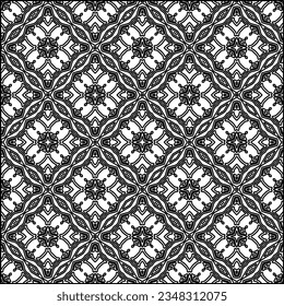 Abstract background with figures from lines. black and white pattern for web page, textures, card, poster, fabric, textile. Monochrome graphic repeating design.
