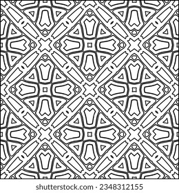 Abstract background with figures from lines. black and white pattern for web page, textures, card, poster, fabric, textile. Monochrome graphic repeating design.