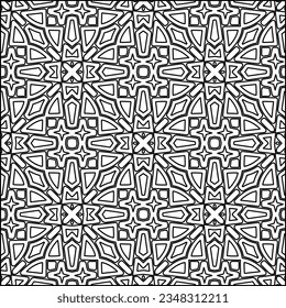 Abstrakter Hintergrund mit Figuren aus Linien. schwarz-weißes Muster für Webseiten, Texturen, Karten, Poster, Stoff, Textilien. Monochrome grafische Wiederholungsdesign.