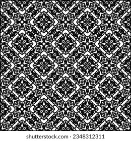 Abstract background with figures from lines. black and white pattern for web page, textures, card, poster, fabric, textile. Monochrome graphic repeating design.
