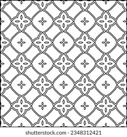Abstract background with figures from lines. black and white pattern for web page, textures, card, poster, fabric, textile. Monochrome graphic repeating design.
