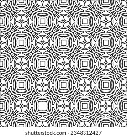 Abstract background with figures from lines. black and white pattern for web page, textures, card, poster, fabric, textile. Monochrome graphic repeating design.
