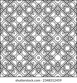 Abstract background with figures from lines. black and white pattern for web page, textures, card, poster, fabric, textile. Monochrome graphic repeating design.