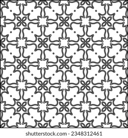 Abstract background with figures from lines. black and white pattern for web page, textures, card, poster, fabric, textile. Monochrome graphic repeating design.
