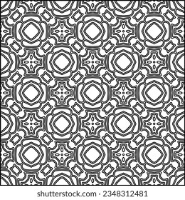 Abstract background with figures from lines. black and white pattern for web page, textures, card, poster, fabric, textile. Monochrome graphic repeating design.
